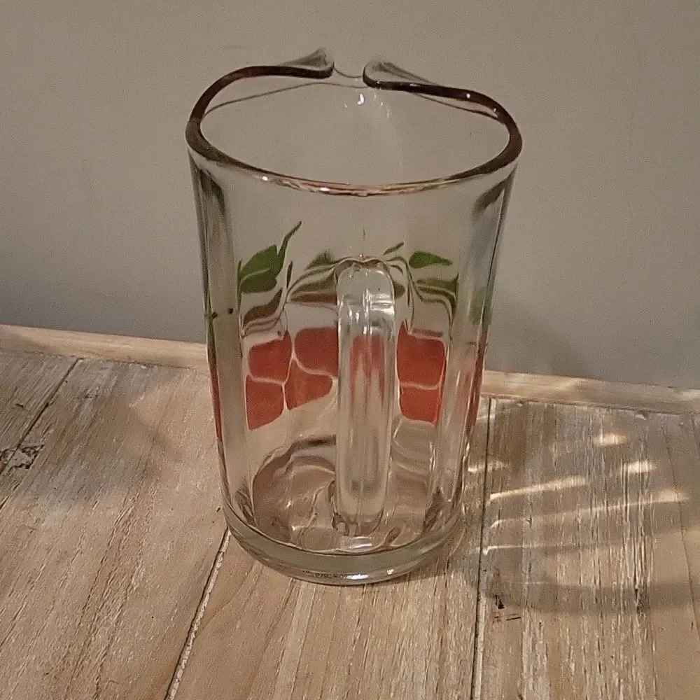 Vintage Heavy Cherries Cherry Glass Pitcher